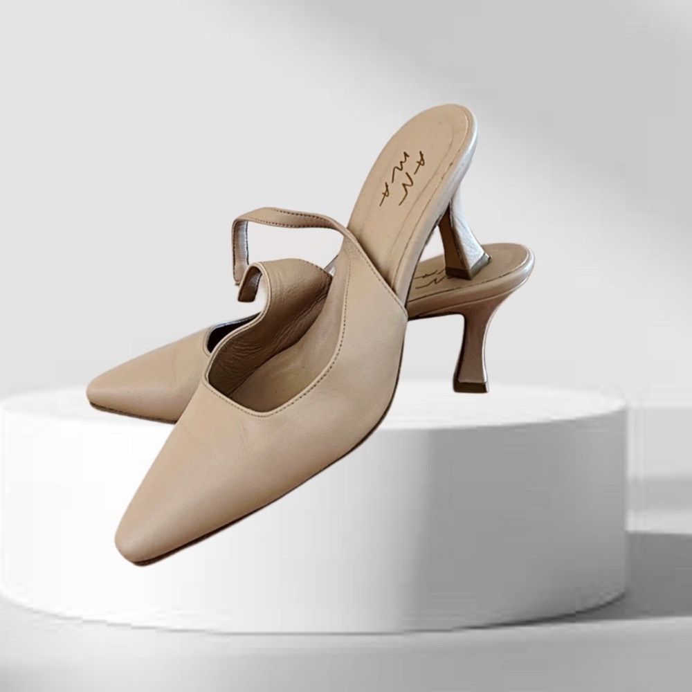 Italian Nude Beige Neutral Slingback Pointed Point Toe stiletto style Heel Pumps